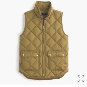 J.Crew Excursion Quilted Down Gold Zip Puff Vest